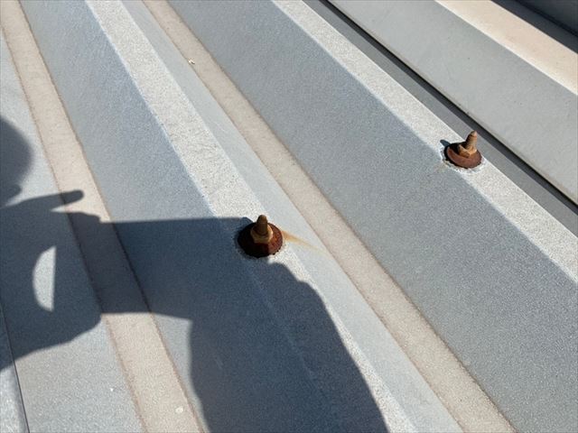 折板屋根の錆びたボルト